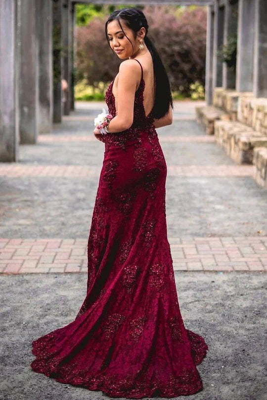 Vestido de fiesta largo de sirena con abertura